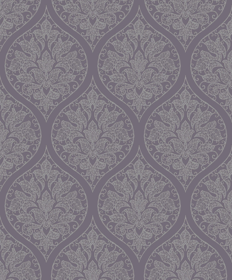 media image for Emporium Ogee Purple/Silver from the Emporium Collection by Galerie Wallcoverings 224