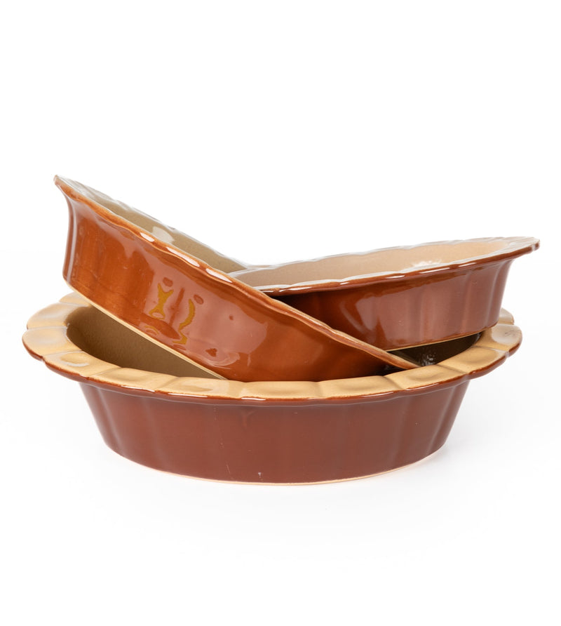 media image for Poterie Renault Oval Pie Dish Large- Brown-7 288