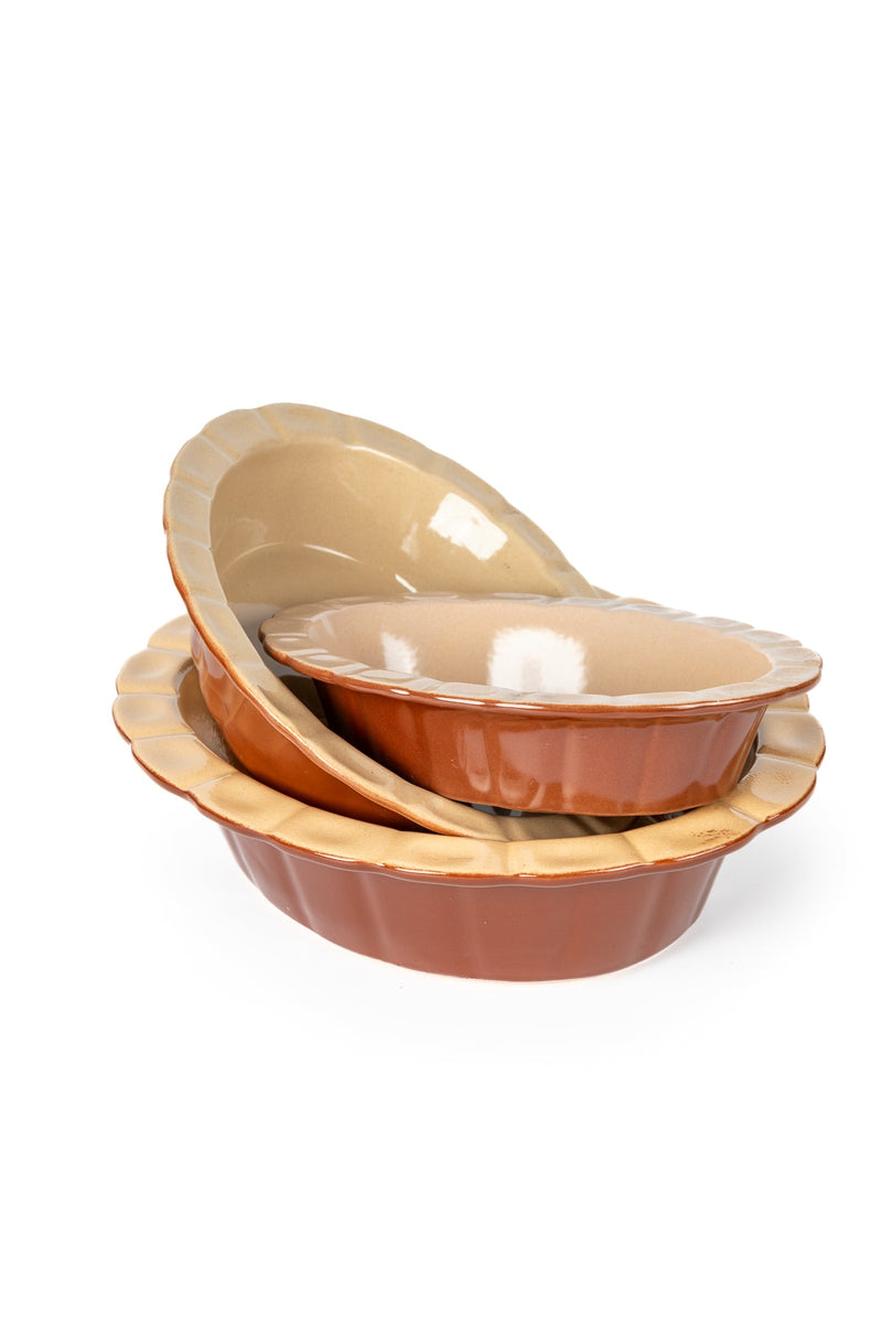 media image for Poterie Renault Oval Pie Dish Large- Brown-8 275