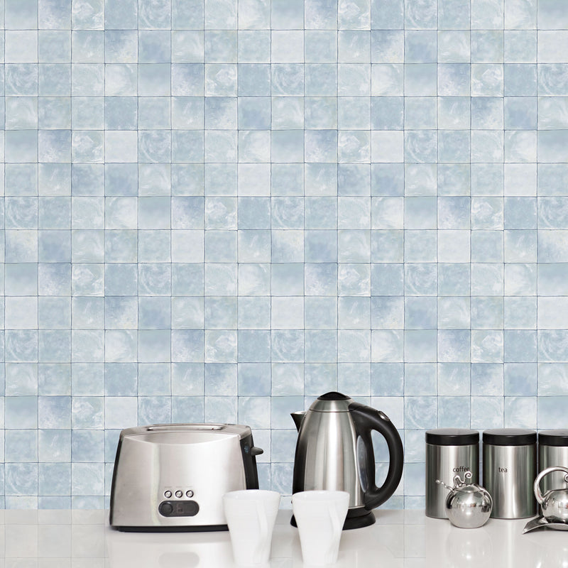 media image for Aqua Tile Wallpaper in Light Blue from the Evergreen Collection by Galerie Wallcoverings 258