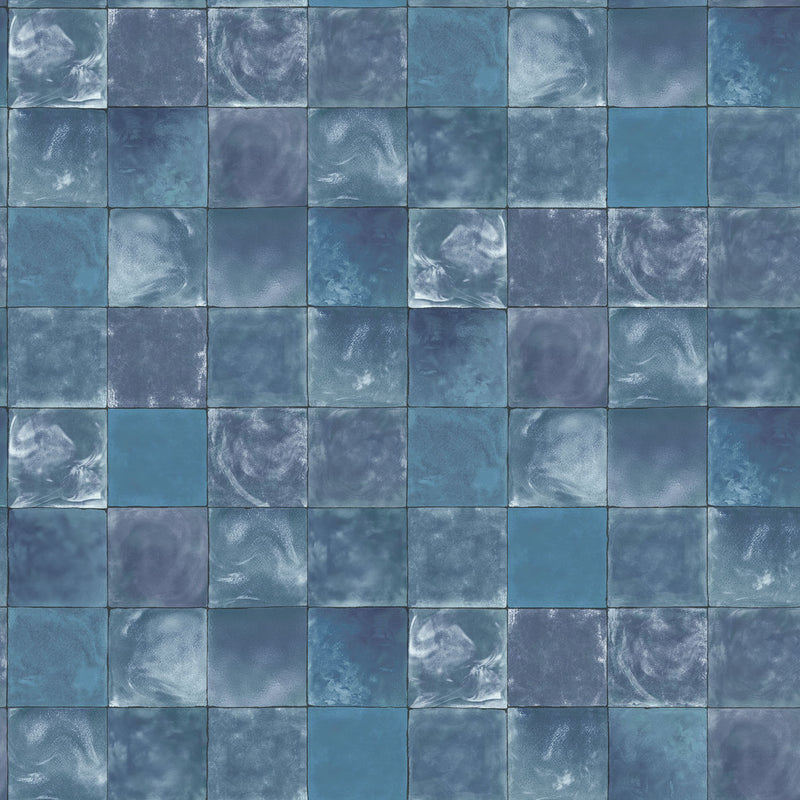 media image for Aqua Tile Wallpaper in Navy from the Evergreen Collection by Galerie Wallcoverings 290