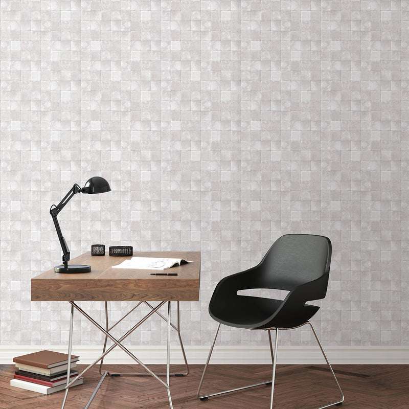 media image for Aqua Tile Wallpaper in Grey/Mica from the Evergreen Collection by Galerie Wallcoverings 246