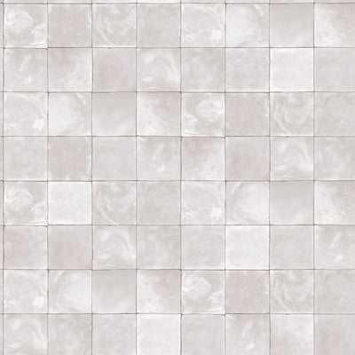 product image of Aqua Tile Wallpaper in Grey/Mica from the Evergreen Collection by Galerie Wallcoverings 524