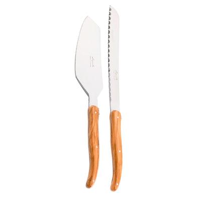 product image for laguiole french olivewood cake set in wood box cake slicer and bread knife 3 68