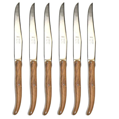 product image of laguiole olivewood knives in wooden box set of 6 1 53