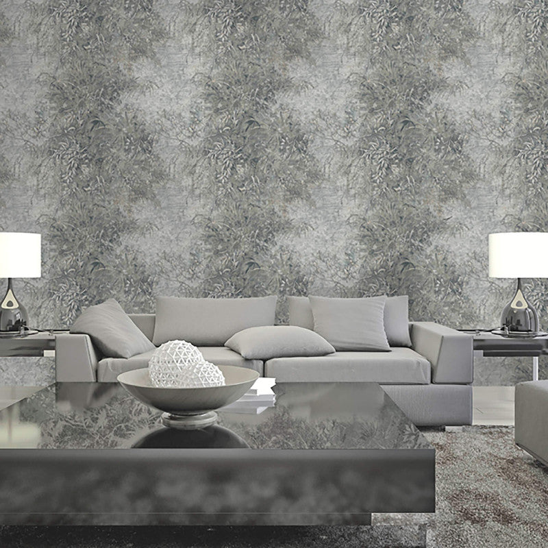 media image for Abstract Leaf Textured Wallpaper in Grey/Brown 275