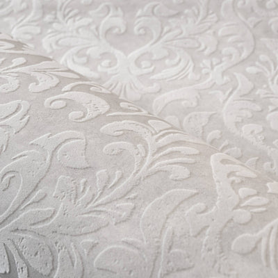 product image for Mayfair Flock Wallpaper in Taupe Grey 63