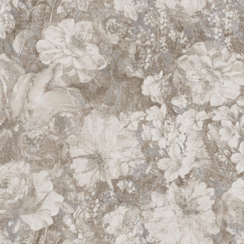 media image for Floral on Faux Grasscloth Wallpaper in Brown/Taupe 284
