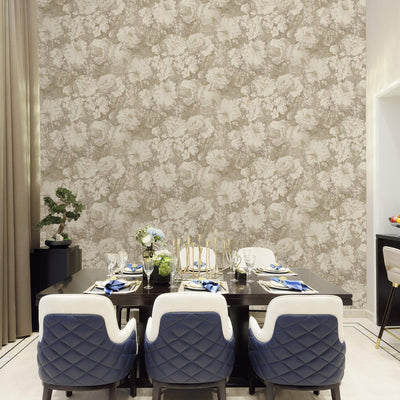 product image for Floral on Faux Grasscloth Wallpaper in Sage/Taupe 61