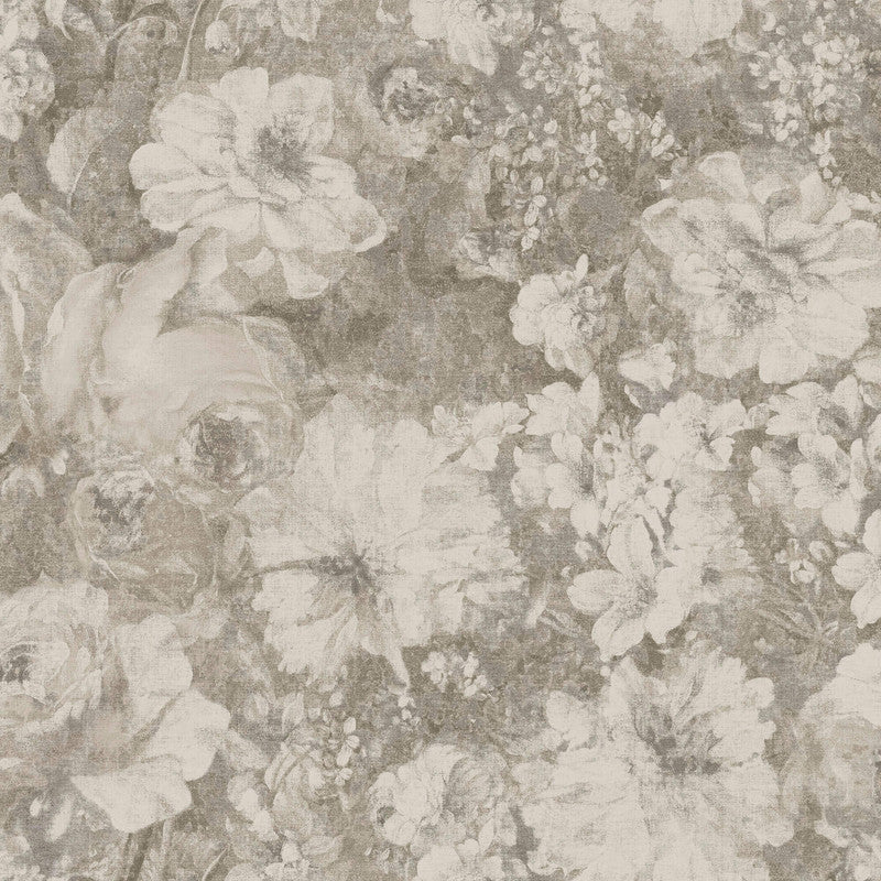 media image for Floral on Faux Grasscloth Wallpaper in Sage/Taupe 256