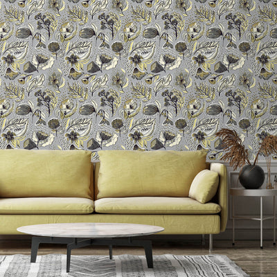 product image for Felice Wild Garden Wallpaper in Mustard 97