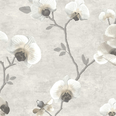 product image of Orchid Flowers Beaded Wallpaper in Brown/Grey 513