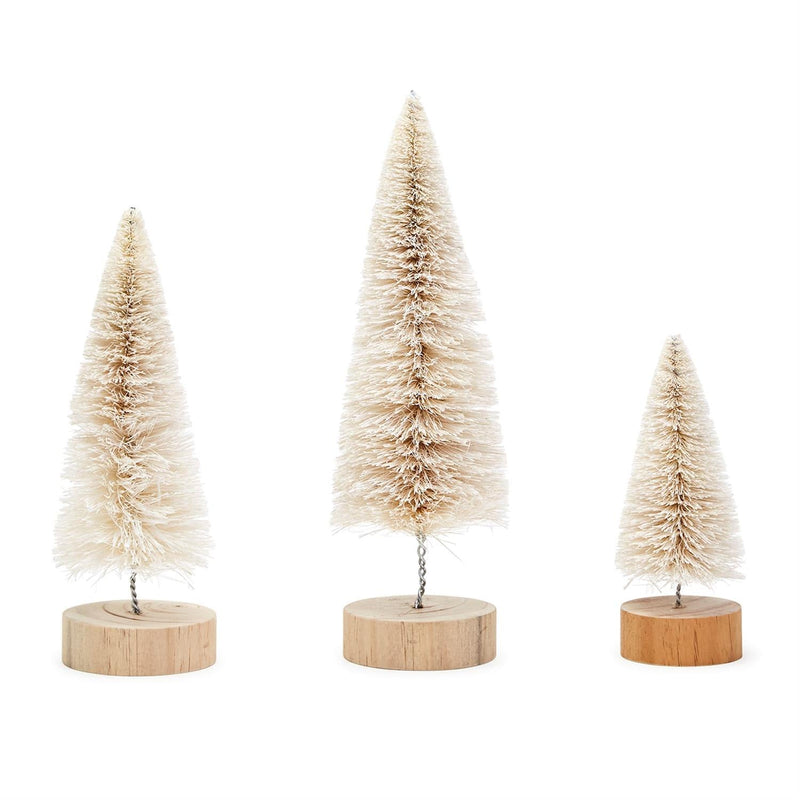 media image for Christmas Bottle Brush Trees with Natural Wood Base - Set of 3 284