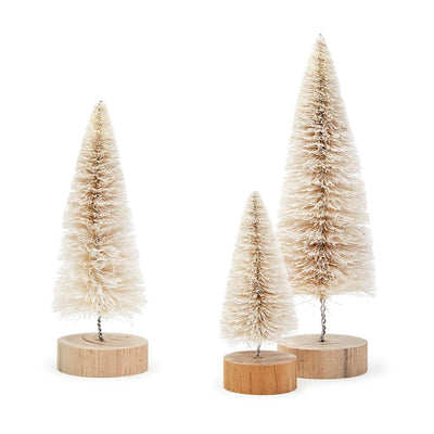 product image for Christmas Bottle Brush Trees with Natural Wood Base - Set of 3 1