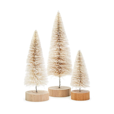 product image of Christmas Bottle Brush Trees with Natural Wood Base - Set of 3 532