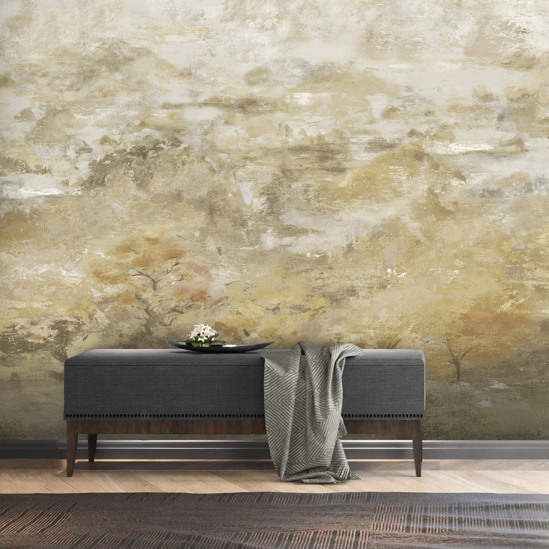 media image for Abstract Pearlescent Wall Mural in Orange/Gold 227