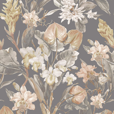 product image for Floral Foliage Traditional Wallpaper in Mauve/White 33