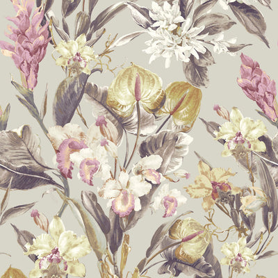 product image for Floral Foliage Traditional Wallpaper in Pink/White 2