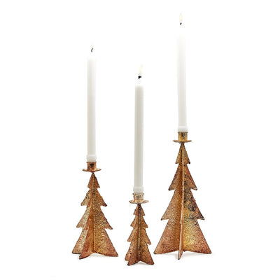 product image of Golden Christmas Tree Candleholders - Set of 3 549