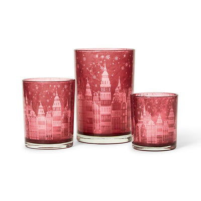 product image for Holiday Lights Winter Town Scene Candleholders - Set of 3 9