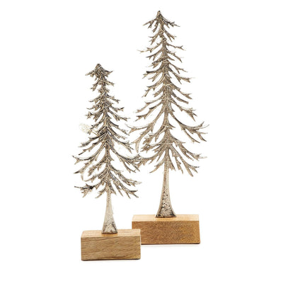 product image of Silver Shimmer Hand-Crafted Trees with String Lights - Set of 2 553