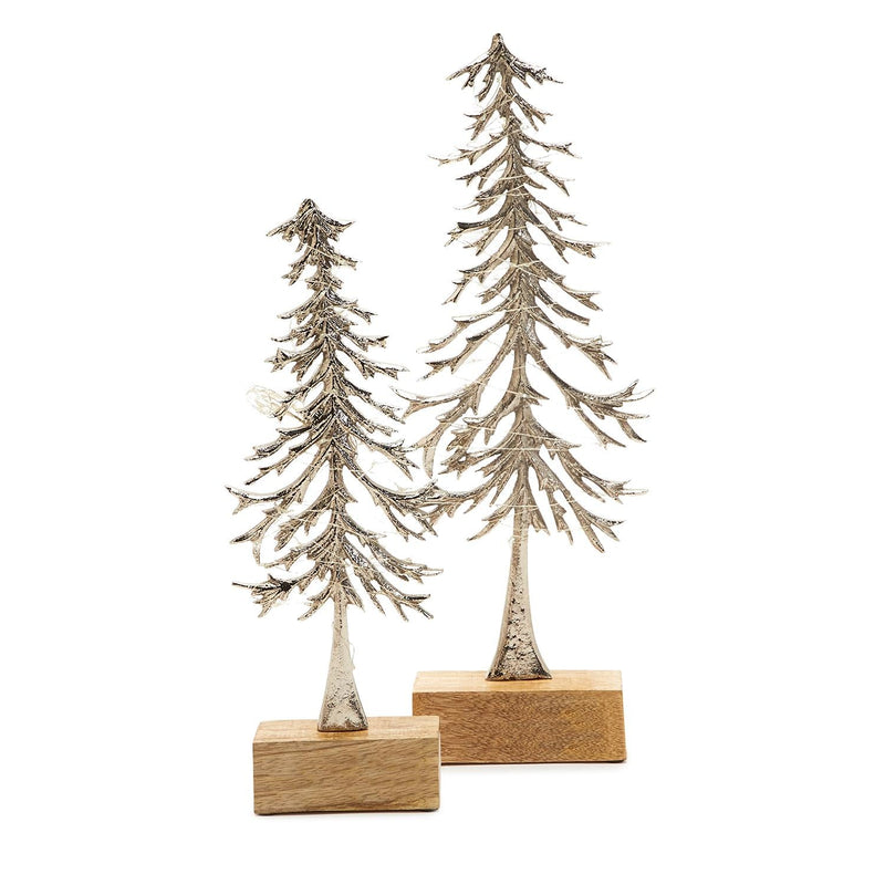 media image for Silver Shimmer Hand-Crafted Trees with String Lights - Set of 2 298