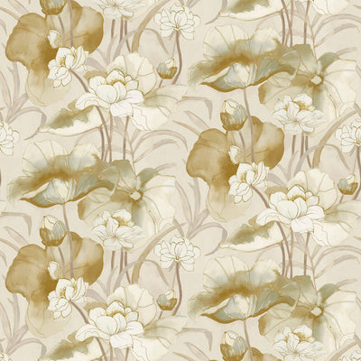 product image of Watercolor Waterlilies Wallpaper in Yellow/Beige 585