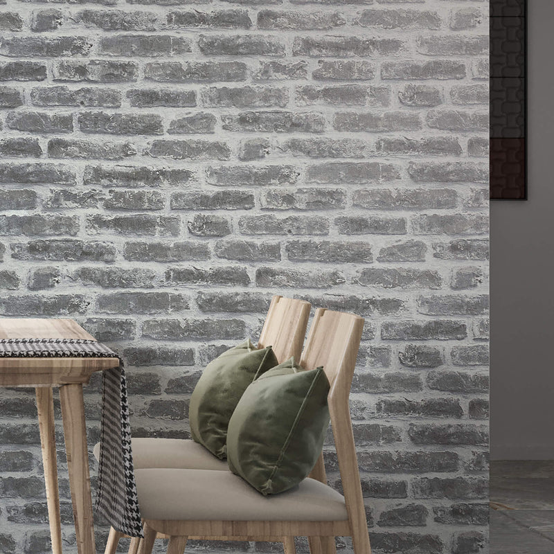 media image for Exposed Brick Wallpaper in White/Greige from the Olio Collection 299
