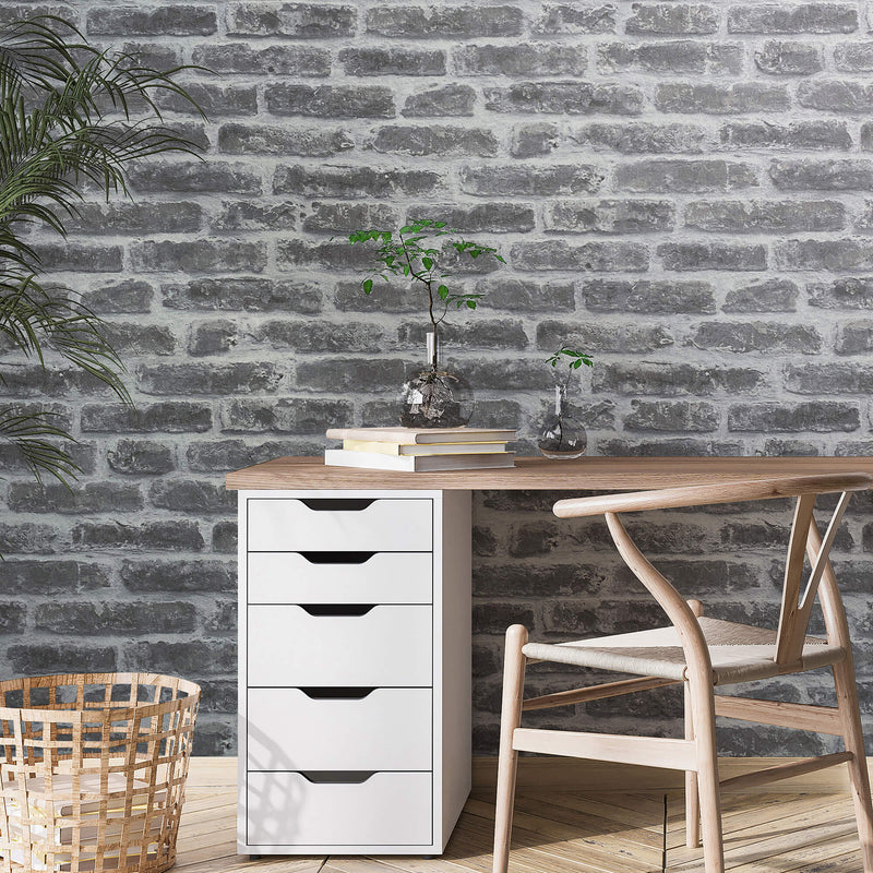 media image for Exposed Brick Wallpaper in White/Greige from the Olio Collection 259