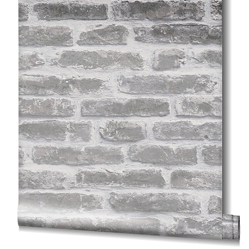 media image for Exposed Brick Wallpaper in White/Greige from the Olio Collection 259