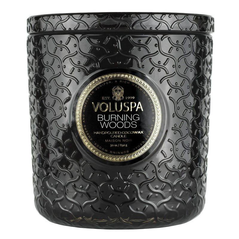 media image for burning woods 30oz luxe candle 1 262