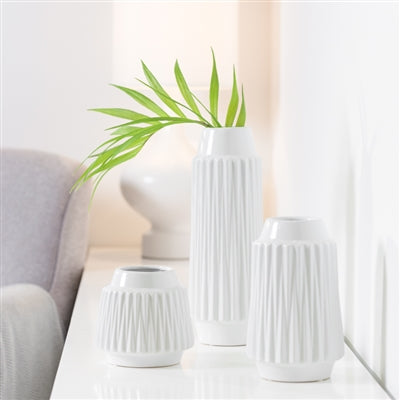 media image for ella faceted ceramic 14h vase in white design by torre tagus 3 26