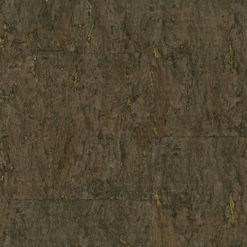 media image for Cork Textural Wallpaper in Chocolate Brown/Gold 212