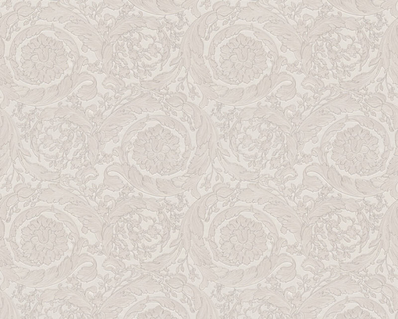 media image for Classic Ornament Flowers Textured Wallpaper in Cream/Metallic 273