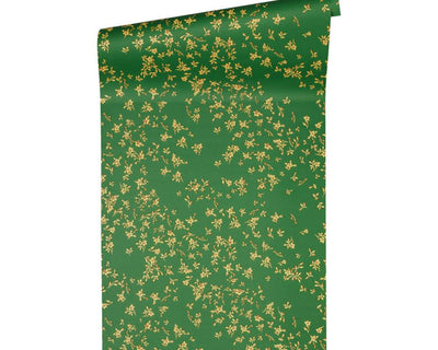 product image for Floral Petite Textured Wallpaper in Green/Gold from the Versace IV Collection 65