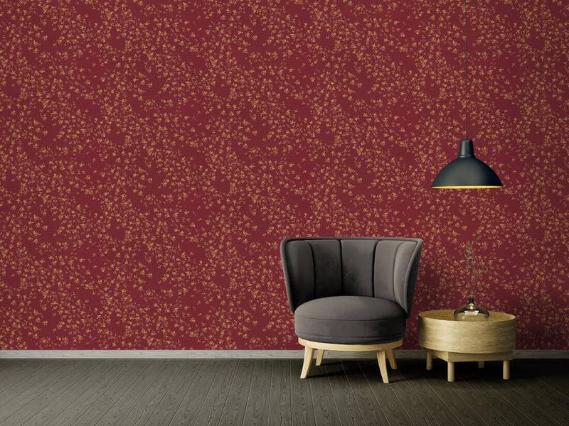 media image for Floral Petite Textured Wallpaper in Red/Gold from the Versace IV Collection 275