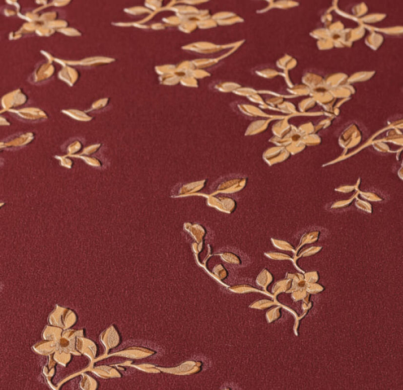 media image for Floral Petite Textured Wallpaper in Red/Gold from the Versace IV Collection 237