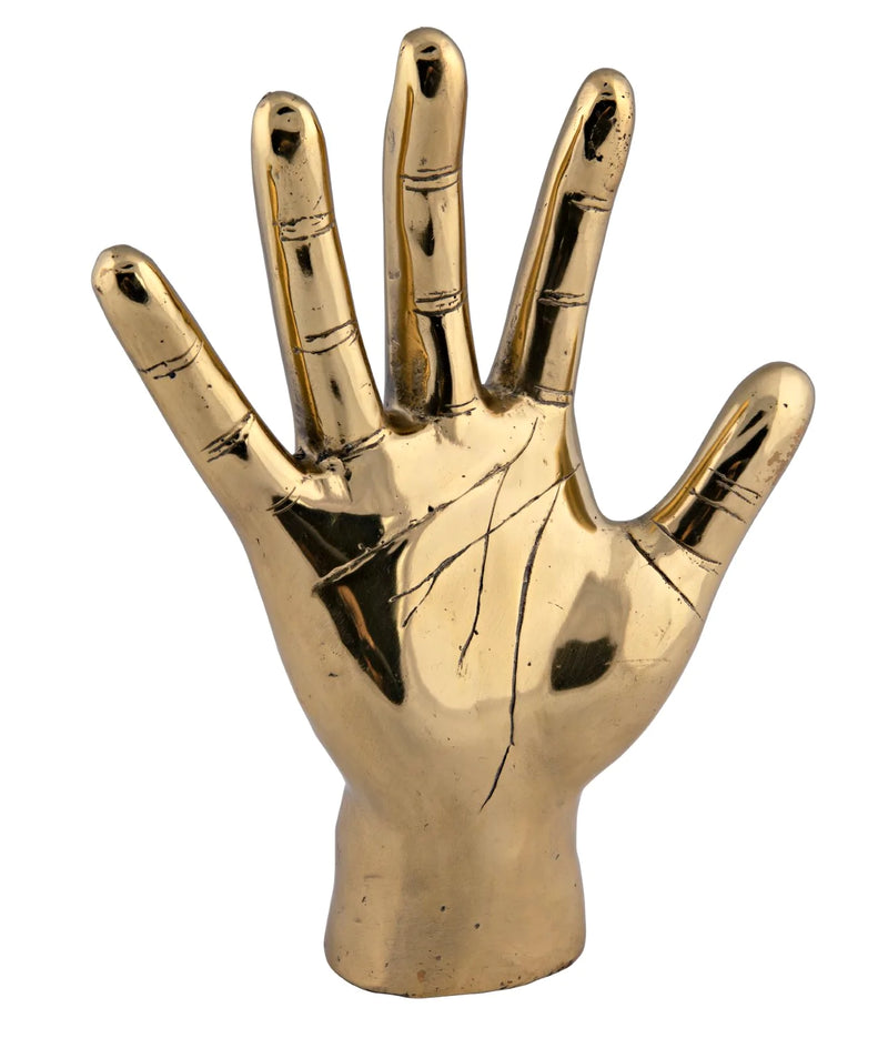 media image for open hand sculpture in brass design by noir 1 225