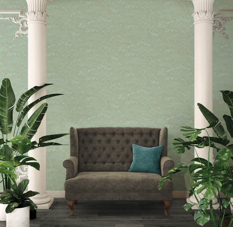media image for Cherry Blossom Motif Wallpaper in Blue/Green/Metallic from the Absolutely Chic Collection by Galerie Wallcoverings 286