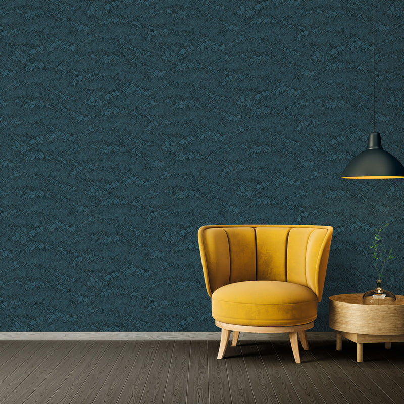 media image for Cherry Blossom Motif Wallpaper in Blue/Black from the Absolutely Chic Collection by Galerie Wallcoverings 228