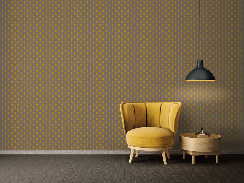 media image for Art Deco Style Geometric Motif Wallpaper in Brown/Yellow/Grey from the Absolutely Chic Collection by Galerie Wallcoverings 258
