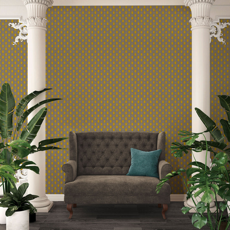 media image for Art Deco Style Geometric Motif Wallpaper in Brown/Yellow/Grey from the Absolutely Chic Collection by Galerie Wallcoverings 268