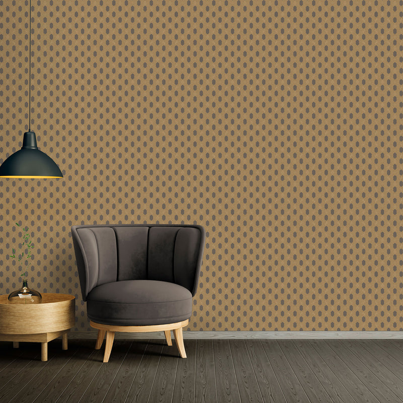 media image for Art Deco Style Geometric Motif Wallpaper in Brown/Metallic/Black from the Absolutely Chic Collection by Galerie Wallcoverings 218
