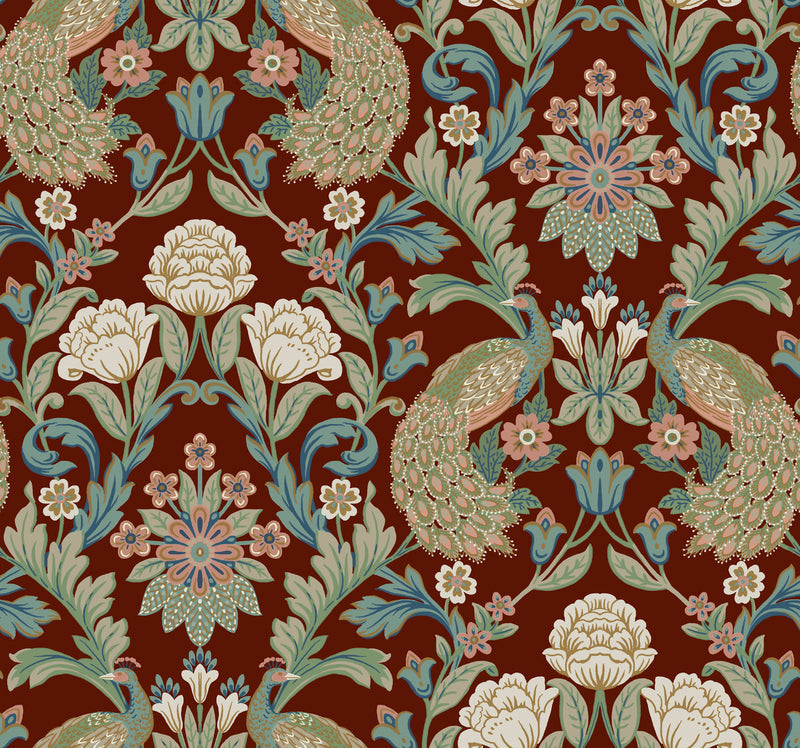 media image for Plume Dynasty Red Wallpaper from the Arts and Crafts Collection by Ronald Redding 240