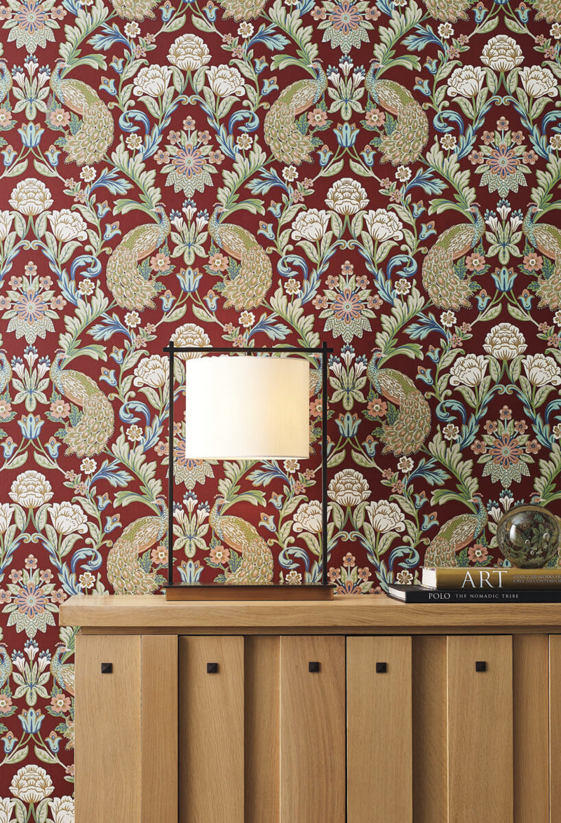 media image for Plume Dynasty Red Wallpaper from the Arts and Crafts Collection by Ronald Redding 218