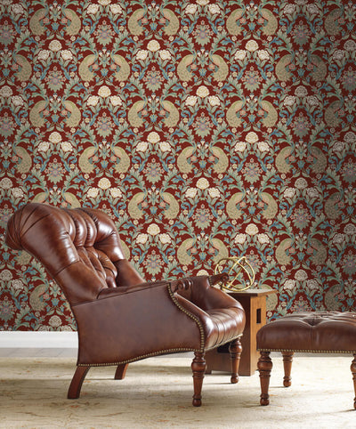 product image for Plume Dynasty Red Wallpaper from the Arts and Crafts Collection by Ronald Redding 85