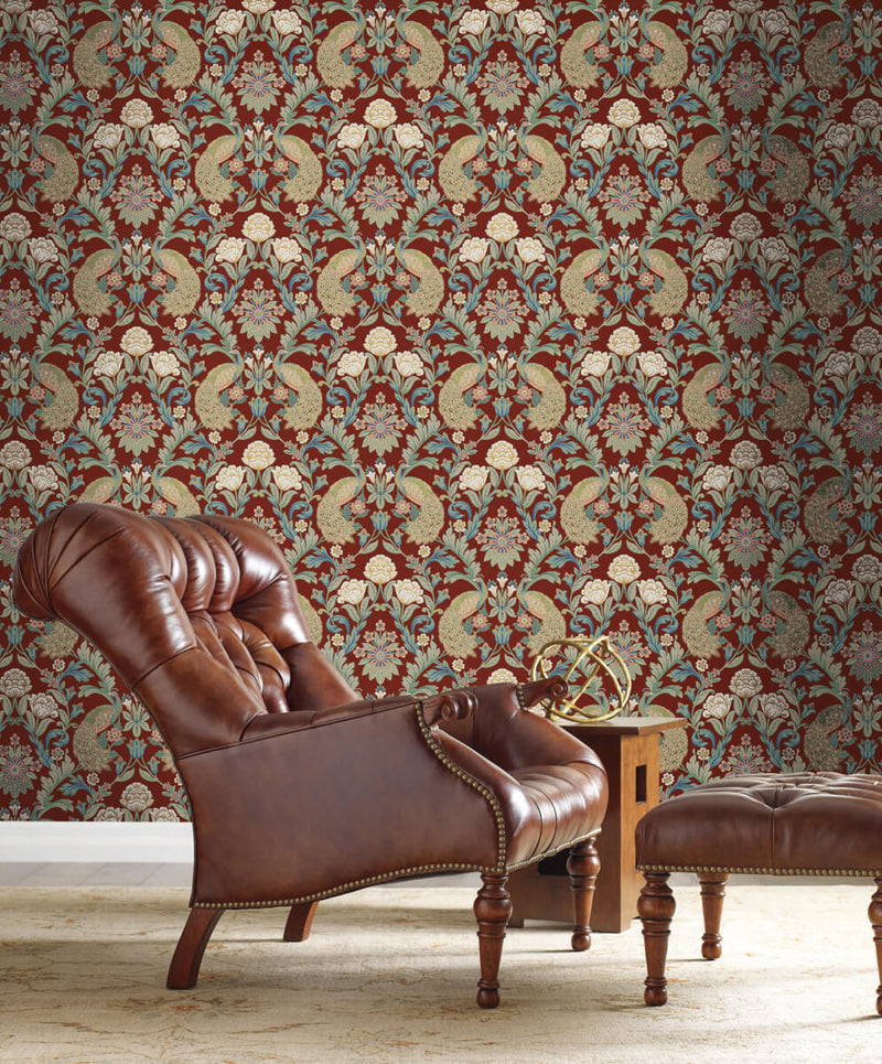 media image for Plume Dynasty Red Wallpaper from the Arts and Crafts Collection by Ronald Redding 285