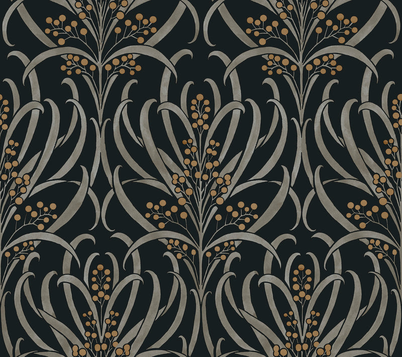 media image for Calluna Black/Gold Wallpaper from the Arts and Crafts Collection by Ronald Redding 231