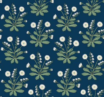 product image of Meadow Flowers Navy/White Wallpaper from the Arts and Crafts Collection by Ronald Redding 562