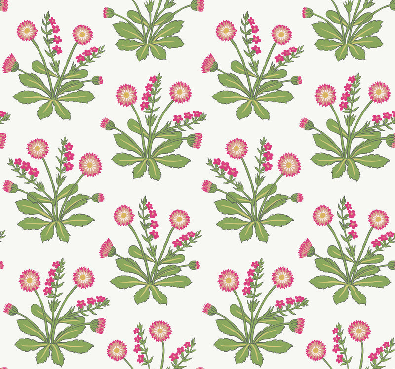 media image for Meadow Flowers White/Rose Wallpaper from the Arts and Crafts Collection by Ronald Redding 259